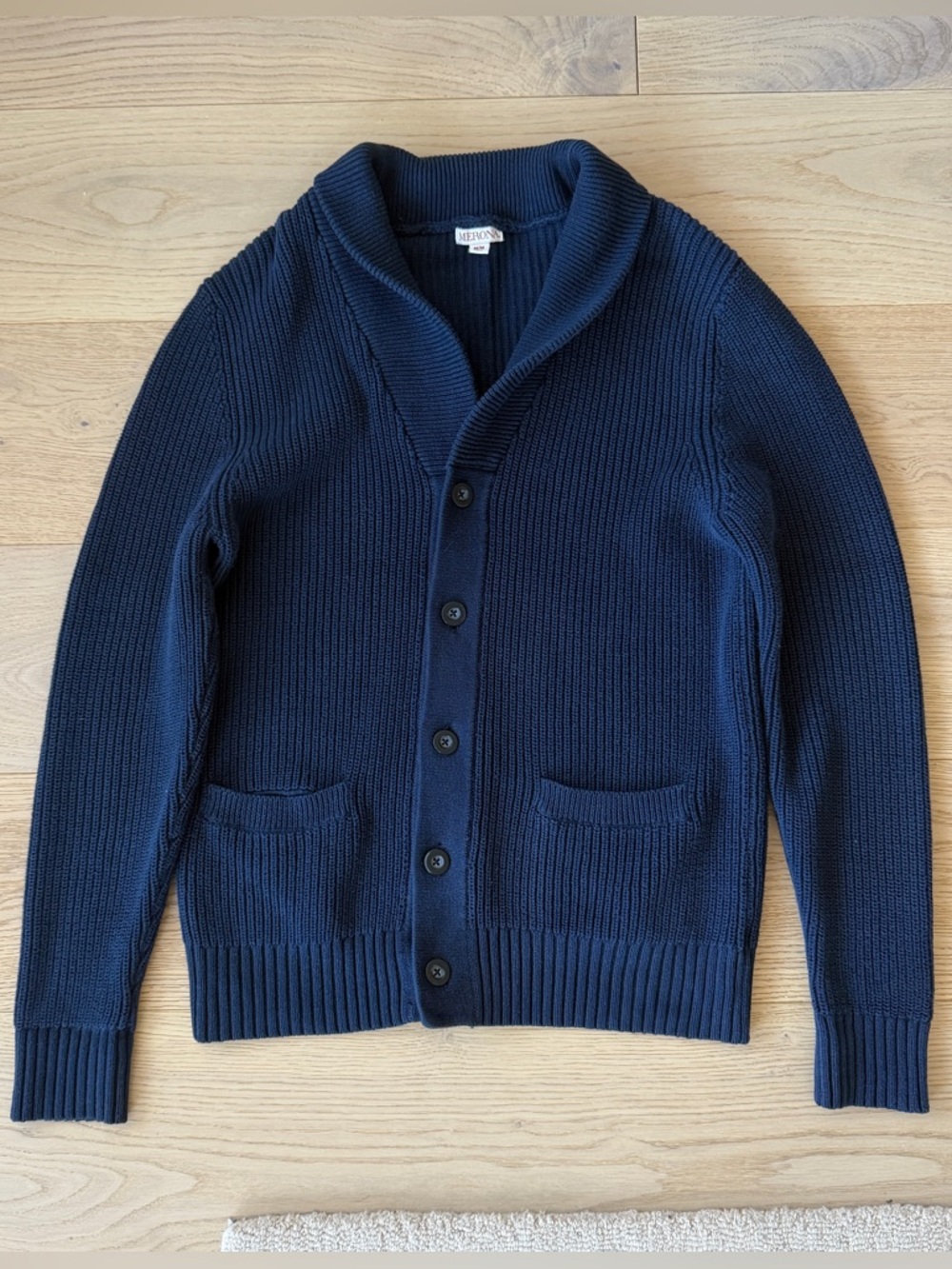 Merona Navy Shawl Collar Button-Up Cardigan